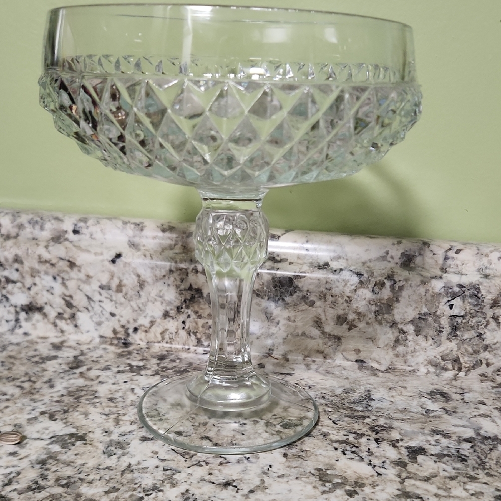 Final Price/ Indiana Glass Diamond Pattern Clear Goblet